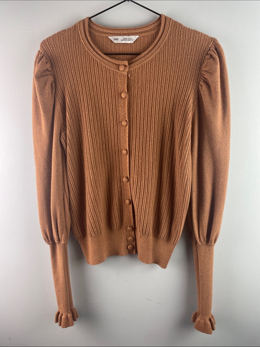 SMF Women's Ribbed Button-Front Sweater Cardigan Size M